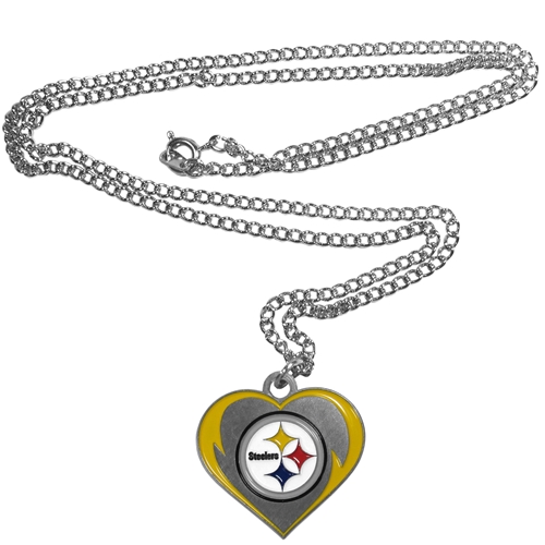 Pittsburgh STEELERS NFL Silver Heart Team Pendant Necklace