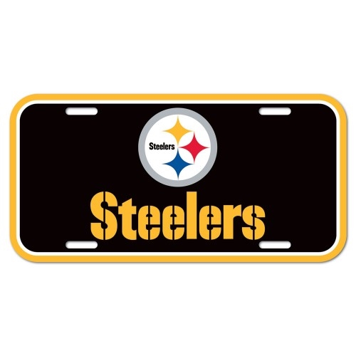 Pittsburgh Steelers Name & Logo NFL Souvenir Black Plastic LICENSE PLATE