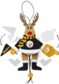 Pittsburgh Steelers NFL Wooden Cheering Reindeer Ornament - 6 Count Case