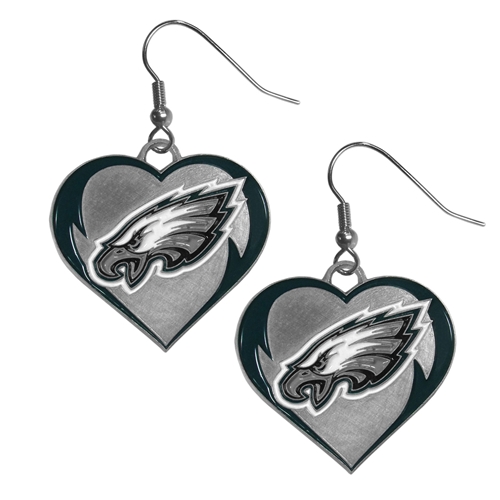Philadelphia Eagles NFL Heart Dangle Earrings