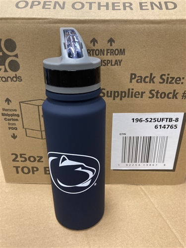 Penn State Nittany Lions NCAA 25oz Single Wall Stainless Steel Flip Top Water Bottle *NEW* - 6ct Cas