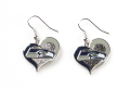 Seattle Seahawks NFL Silver Swirl Heart Dangle Earrings