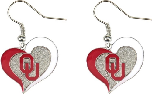 Oklahoma Sooners NCAA Swirl Heart DANGLE Earrings *SALE*