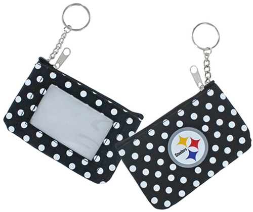 Pittsburgh Steelers NFL Nylon Polka Dot Coin PURSE Key Ring