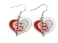 St. Louis Cardinals MLB Silver Swirl Heart Dangle Earrings *SALE*