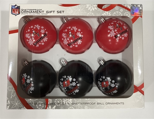 Tampa Bay Buccaneers NFL 6 Pack Home & Away Shatter-Proof Ball Ornament Gift Set - 4ct Case
