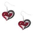 Tampa Bay Buccaneers NFL Swirl Heart Dangle Earrings