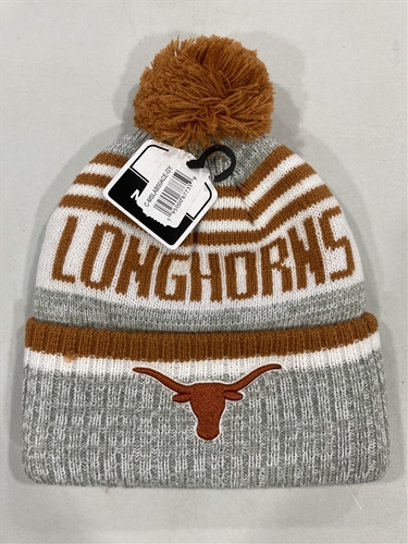 Texas Longhorns NCAA Gray Mass Slab Knit Cuff Hat w/ Pom *NEW*