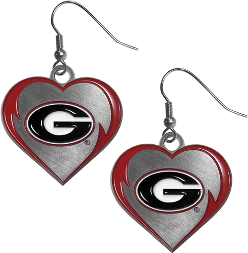 Georgia Bulldogs NCAA Heart Dangle Earrings *NEW*