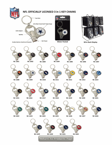 Indianapolis Colts NFL 3 in 1 Metal Key Chain *SALE* 12ct Case