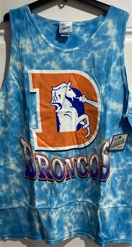 Denver Broncos Vintage NFL Aqua Booker Tie Dye Big Leaguer Men's Tubular Tank *SALE* - Dozen Lot
