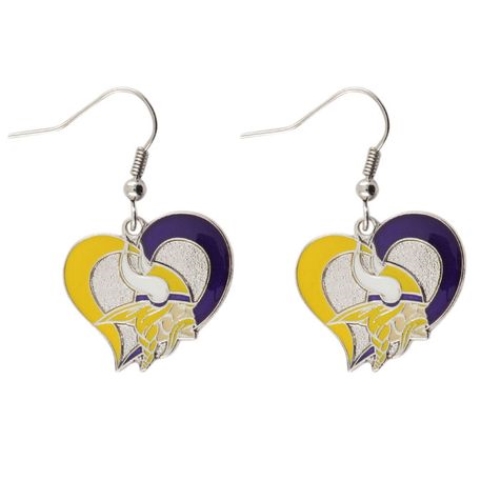 Minnesota Vikings NFL Swirl Heart Dangle Earrings