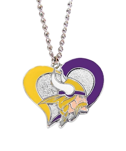 Minnesota Vikings Swirl Heart NFL Silver Team Pendant Necklace