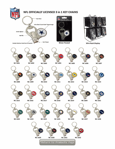Tennessee Titans NFL 3 in 1 Metal Key Chain *SALE* - 12ct Case