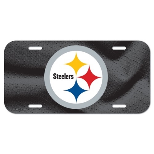 Pittsburgh Steelers Logo NFL Souvenir Black Plastic License Plate