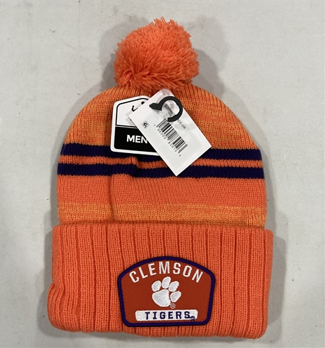 Clemson Tigers NCAA Orange Mass Rockford Knit Cuff Hat w/ Pom *NEW*