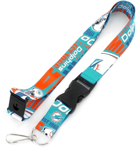 Miami Dolphins Lanyard With Neck Safety Latch