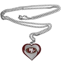 San Francisco 49ers NFL Silver Heart Team Pendant Necklace