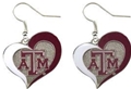 Texas A&M Aggies NCAA Swirl Heart Dangle Earrings