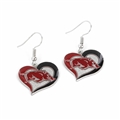 Arkansas Razorbacks NCAA Silver Swirl Heart Dangle Earrings