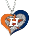 Houston Astros Swirl Heart MLB Silver Team Pendant Necklace