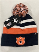 Auburn Tigers NCAA Navy State Line Knit Cuff Cap w/ Pom *NEW*