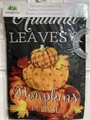 Autumn Leaves & Pumpkins Please Burlap 2-Sided Garden Flag