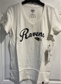Baltimore Ravens NFL White Wash Gradient Script Ultra Rival Vneck Women's Tee *NEW*