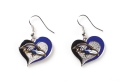 Baltimore Ravens NFL Swirl Heart Dangle Earrings