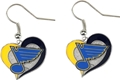 St. Louis Blues NHL Silver Swirl Heart Dangle Earrings
