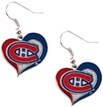 Montreal Canadiens NHL Swirl Heart Dangle Earrings *SALE*