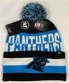 Carolina Panthers NFL Black Split Text Knit Cuff Cap w/ Pom