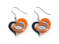 Chicago Bears NFL Silver Swirl Heart Dangle Earrings