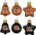 Cincinnati Bengals NFL 6 Pack Mini Blown Glass Ornament Gift Set *NEW*