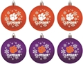 Clemson Tigers NCAA 6 Pack Home & Away Shatter-Proof Ball Ornament Gift Set *SALE* - 4ct Case