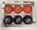 Denver Broncos NFL 6 Pack Home & Away Shatter-Proof Ball Ornament Gift Set - 4ct Case