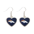 Denver Broncos NFL Color Heart Silver Dangle Earrings