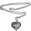 Denver Broncos NFL Silver Heart Team Pendant Necklace