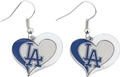 Los Angeles Dodgers MLB Swirl Heart Dangle Earrings