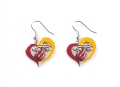 Miami Heat Logo NBA Silver Swirl Heart Dangle Earrings