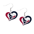 Houston Texans NFL Silver Swirl Heart Dangle Earrings
