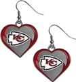 Kansas City Chiefs NFL Heart Dangle Earrings *NEW*