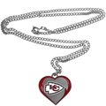 Kansas City Chiefs NFL Silver Heart Team Pendant Necklace