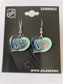 Seattle Kraken NHL Swirl Heart Dangle Earrings