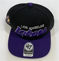 Los Angeles Lakers NBA Black Crosstown Script Two Tone Captain Adjustable Snapback Hat