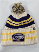 Los Angeles Lakers NBA Natural Hone Patch Knit Cuff Cap w/ Pom *NEW*