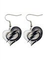 Tampa Bay Lightning NHL Silver Swirl Heart Dangle Earrings