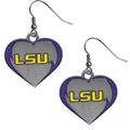LSU Tigers NCAA Heart Dangle Earrings
