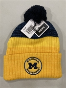 Michigan Wolverines NCAA Navy Mass Freezer Knit Cuff Cap w/ Pom *NEW*