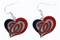 Washington Nationals MLB Silver Swirl Heart Dangle Earrings
